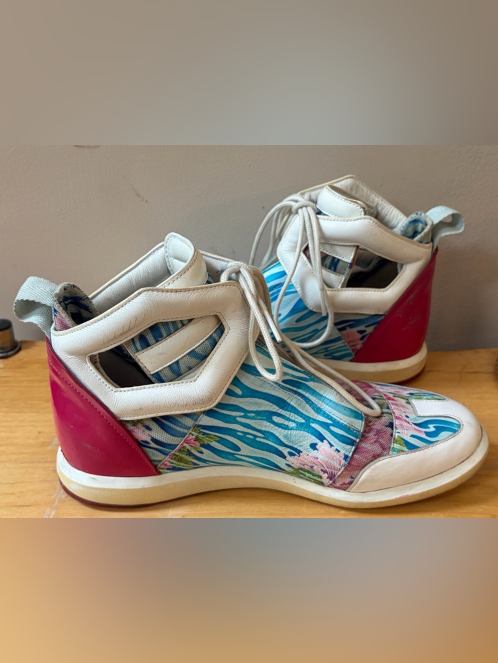 Y-3 Yohji Yamamoto Adidas Shizuka High Top Sneakers Pink Blue White Shoes UK 5.5 - Picture 6 of 16
